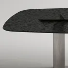 Design eettafel van Made in Italy, gemaakt van gefuseerd glas in brons of rookkleur - Moro Viadurini