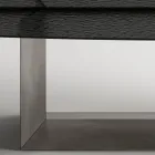Design eettafel van Made in Italy, gemaakt van gefuseerd glas in brons of rookkleur - Moro Viadurini