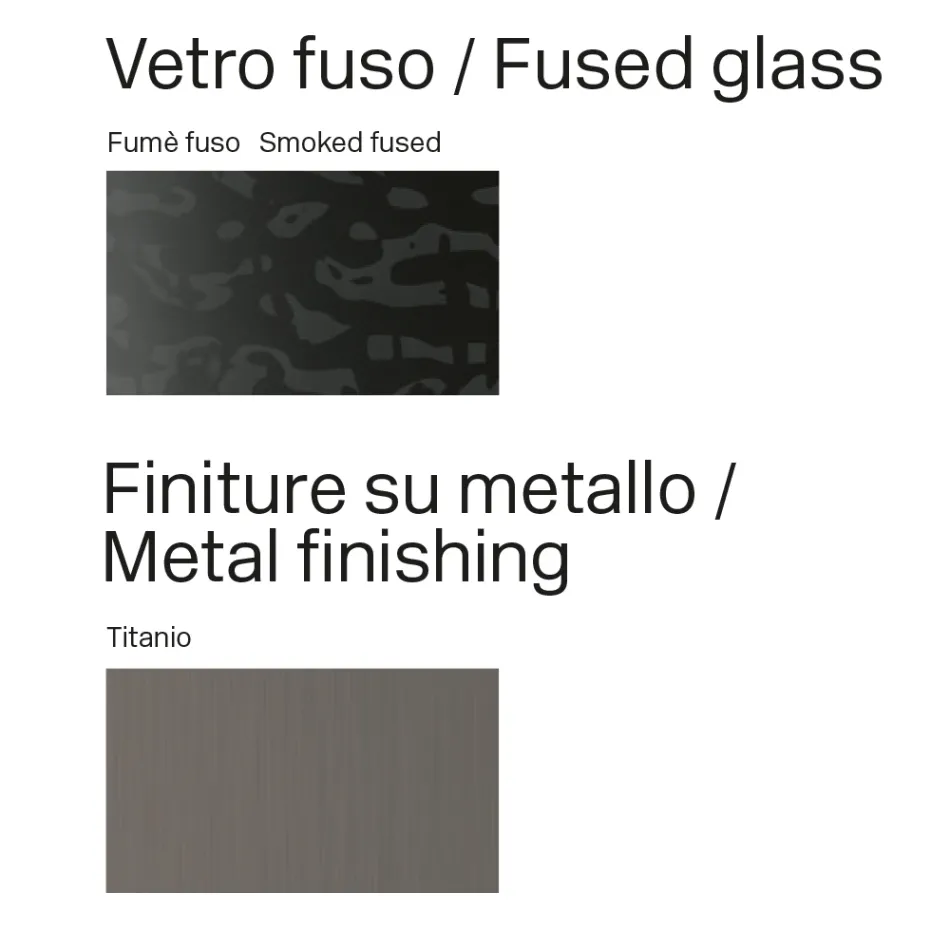 Design eettafel van Made in Italy, gemaakt van gefuseerd glas in brons of rookkleur - Moro Viadurini