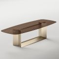 Design eettafel van Made in Italy, gemaakt van gefuseerd glas in brons of rookkleur - Moro
