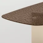 Design eettafel van Made in Italy, gemaakt van gefuseerd glas in brons of rookkleur - Moro Viadurini