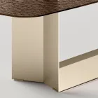 Design eettafel van Made in Italy, gemaakt van gefuseerd glas in brons of rookkleur - Moro Viadurini