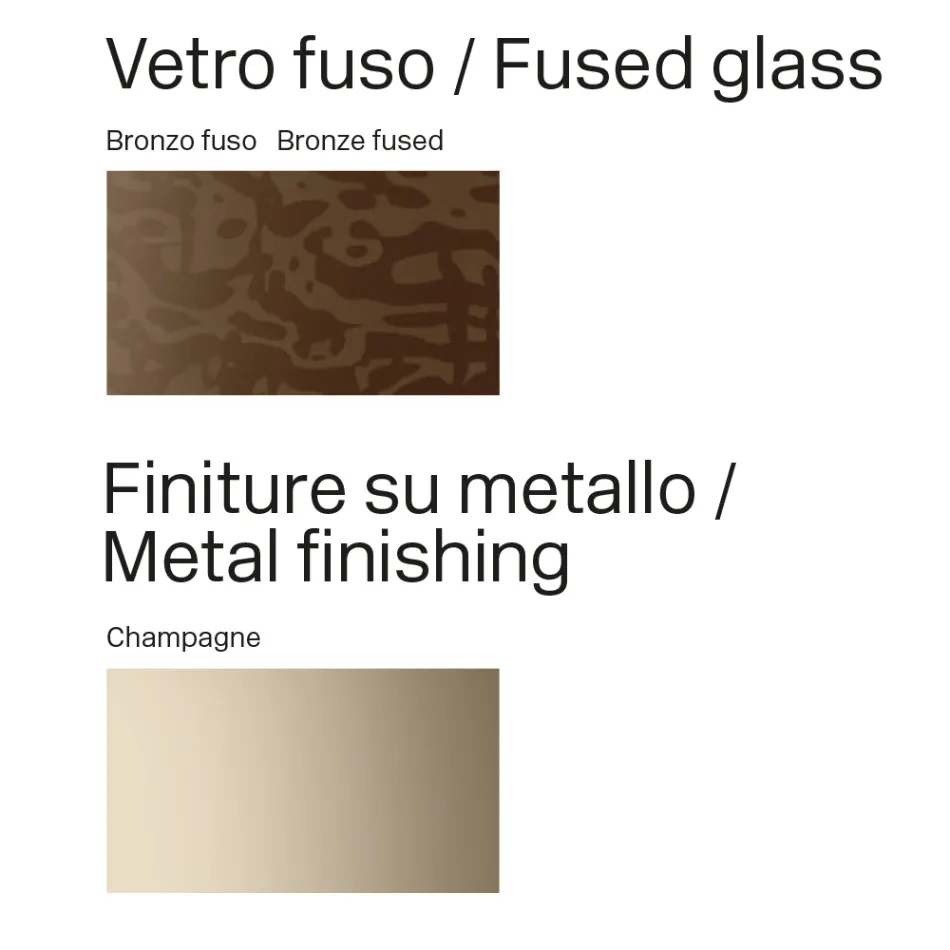 Design eettafel van Made in Italy, gemaakt van gefuseerd glas in brons of rookkleur - Moro Viadurini