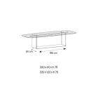 Design eettafel van Made in Italy, gemaakt van gefuseerd glas in brons of rookkleur - Moro Viadurini