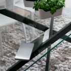 Eettafel van gehard glas en luxe metaal gemaakt in Italië - Carlino Viadurini