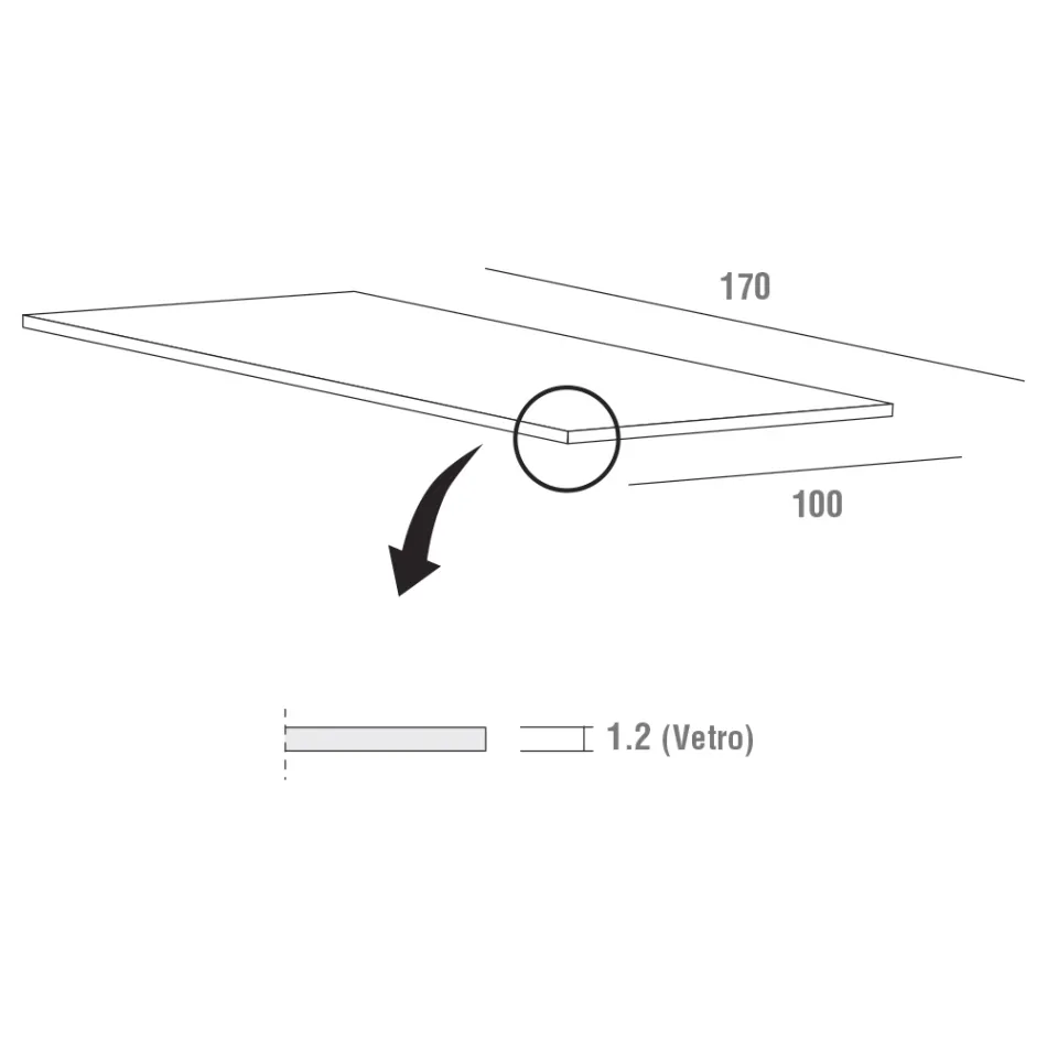 Luxe eettafel van gehard glas en metaal, gemaakt in Italië - Carlino Viadurini