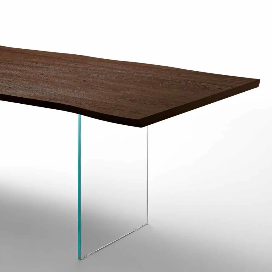 Moderne eettafel 100x200cm hout met glas poten Flora Viadurini