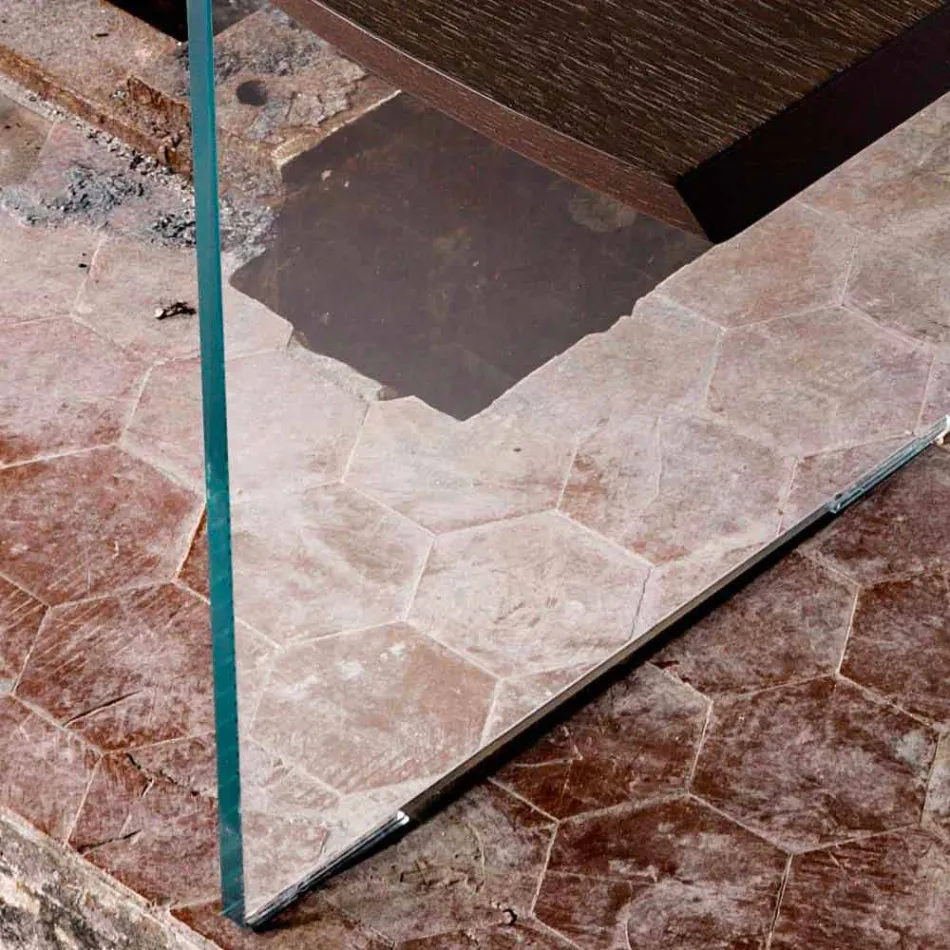 Moderne eettafel 100x200cm hout met glas poten Flora Viadurini