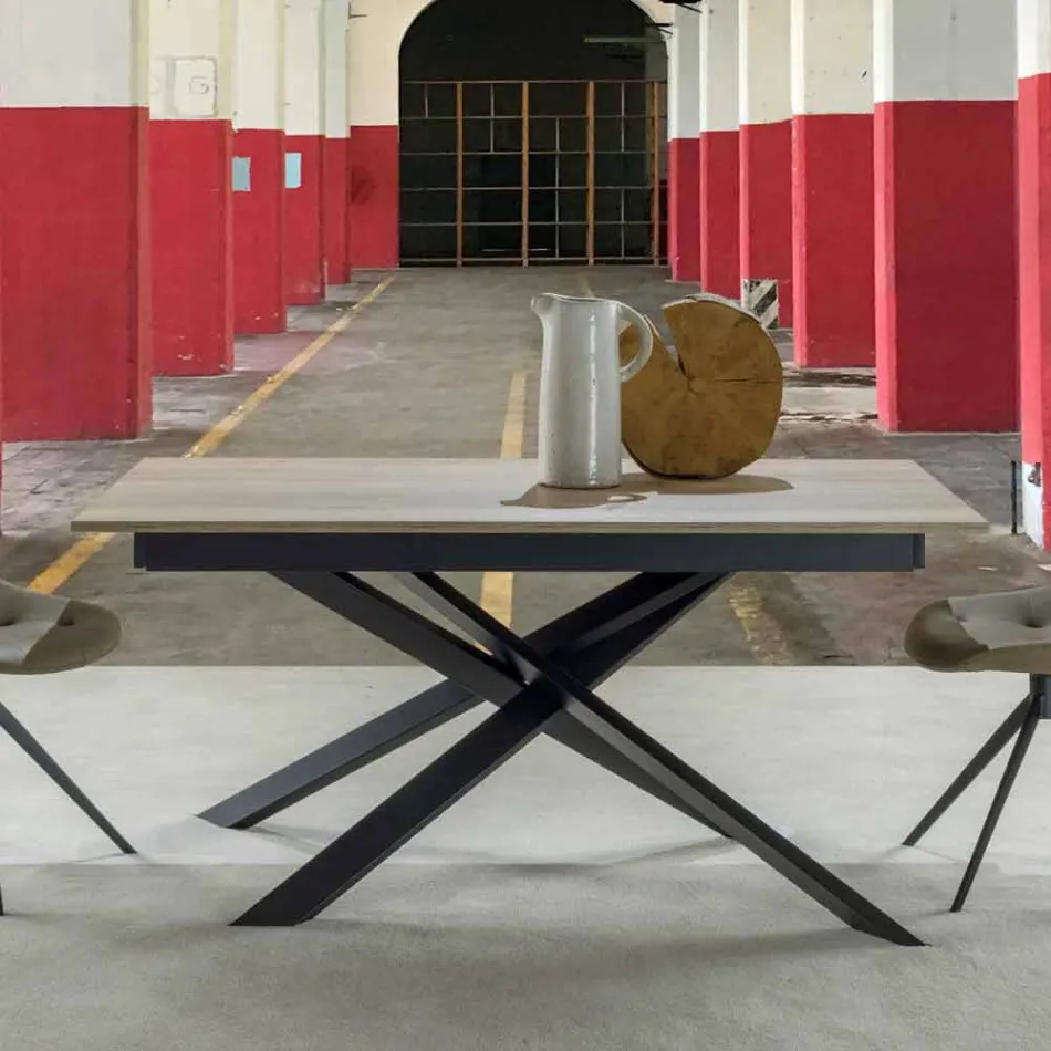 Moderne uitschuifbare eettafel, laminaatvloer - Marliana Viadurini