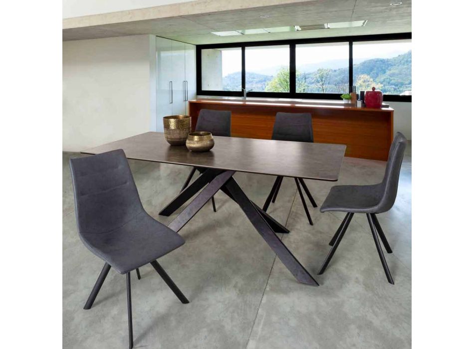 Moderne eettafel met keramiek en glazen blad Homemotion - Ringo Viadurini