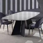 Moderne eettafel met blad van porselein - Meduno Viadurini