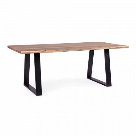 Homemotion moderne eettafel met acaciahouten blad - Vermont Viadurini