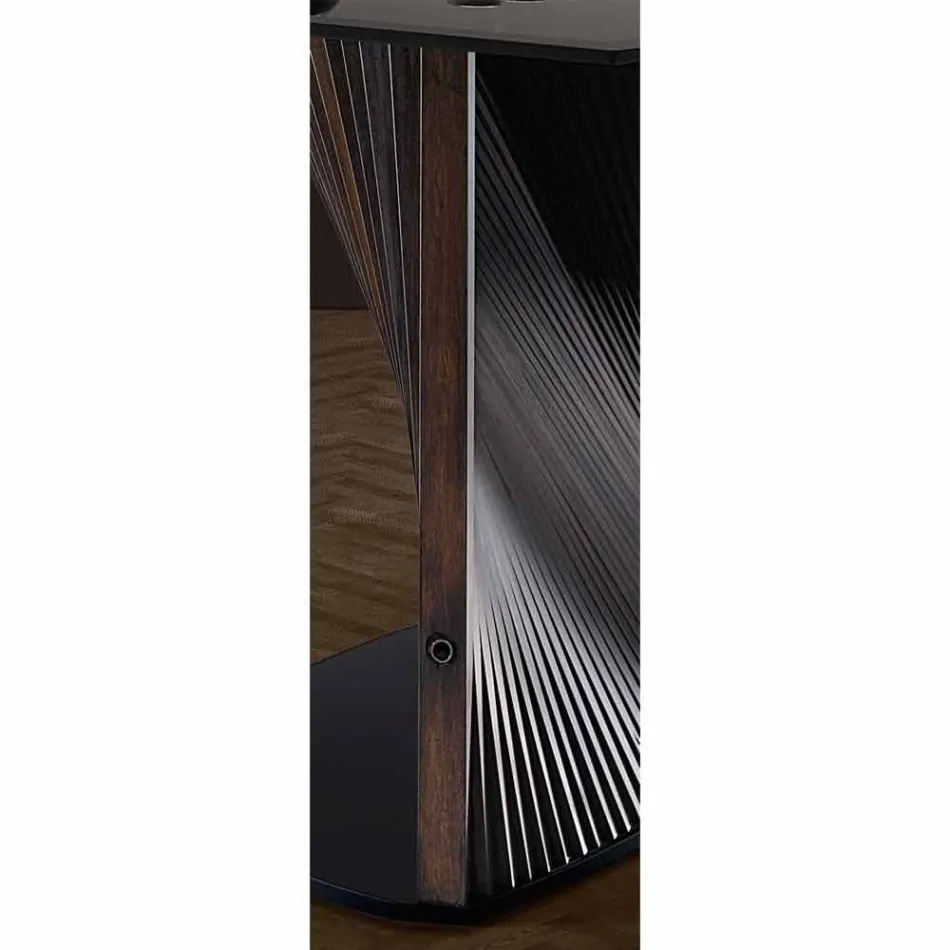 Moderne eettafel in Gres en essenhout Made in Italy - Croma Viadurini