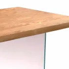 Moderne eettafel in eiken fineer, glas benen Nico Viadurini