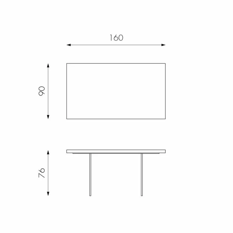 Moderne eettafel in eikenfineer, Nico glazen poten Viadurini