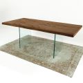 Moderne eettafel in gefineerd hout en glas Made in Italy - Strappo