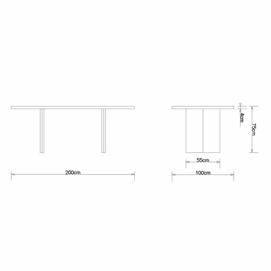 Moderne eiken eettafel gemaakt in Italië 200x100cm Paul Viadurini
