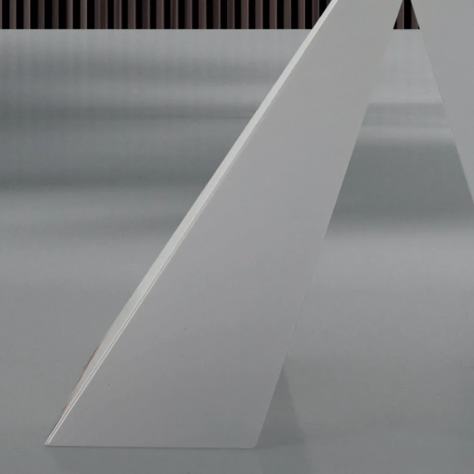 Moderne eettafel van glas en wit staal, gemaakt in Italië - Dalmatiër Viadurini