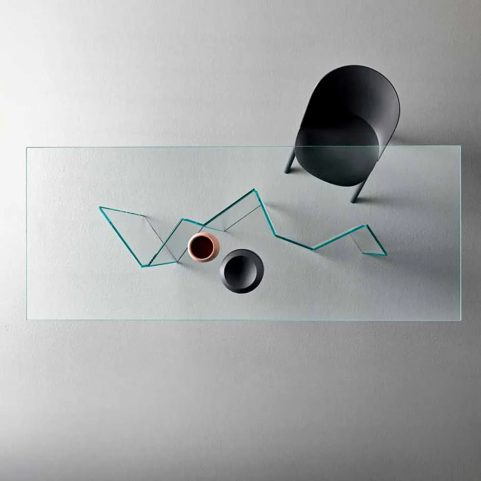 Moderne eettafel in Extralight of gerookt glas gemaakt in Italië - willekeurig Viadurini