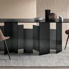 Moderne eettafel in Extralight of gerookt glas gemaakt in Italië - willekeurig Viadurini