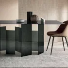 Moderne eettafel in Extralight of gerookt glas gemaakt in Italië - willekeurig Viadurini