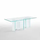 Moderne eettafel in Extralight of gerookt glas gemaakt in Italië - willekeurig Viadurini