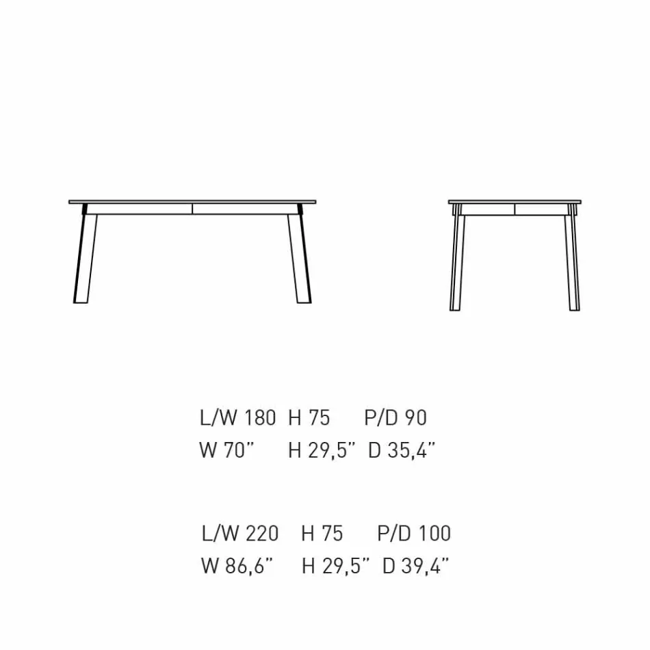Moderne eettafel met houten blad en stalen onderstel Made in Italy - Aronte Viadurini