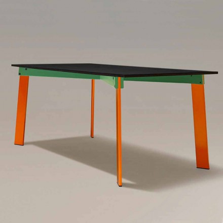 Moderne eettafel met houten blad en stalen onderstel Made in Italy - Aronte Viadurini