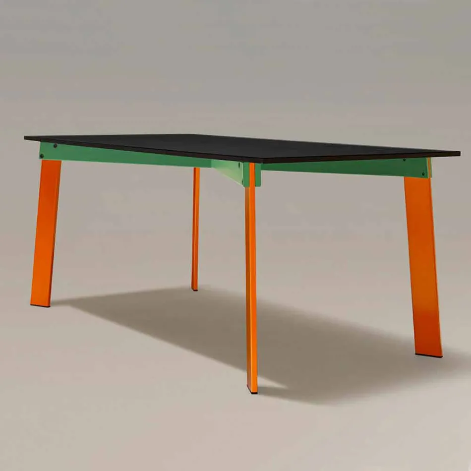 Moderne eettafel met houten blad en stalen onderstel Made in Italy - Aronte Viadurini