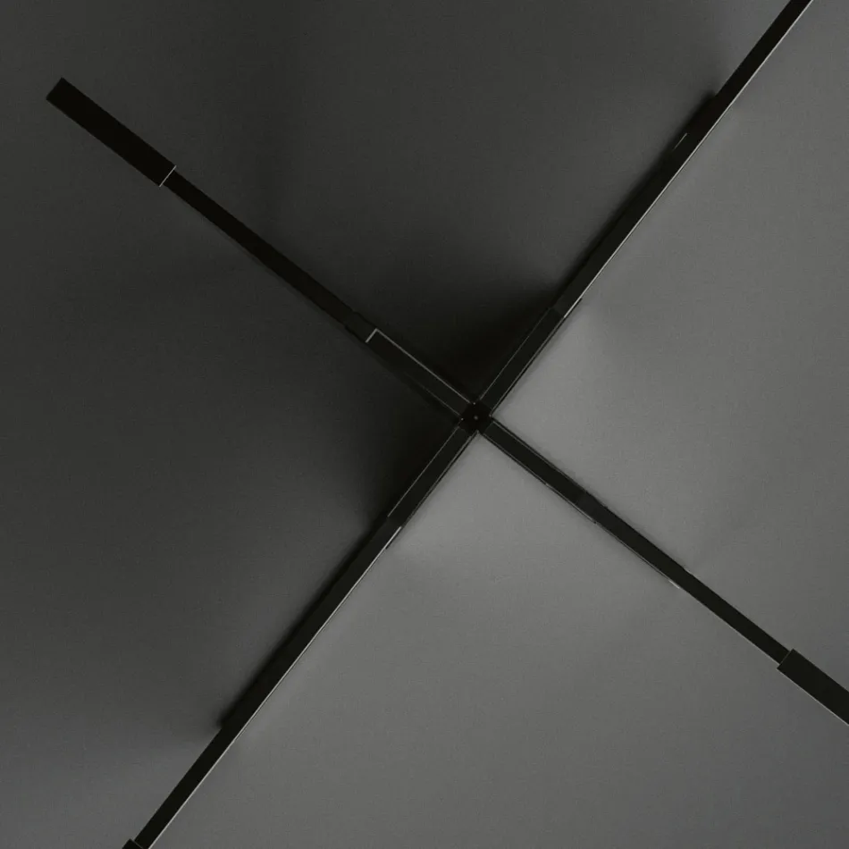 Ovale eettafel met glazen blad en onderstel Made in Italy - Tiseo Viadurini