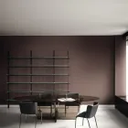 Ovale eettafel met glazen blad en onderstel Made in Italy - Tiseo Viadurini