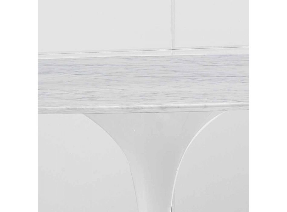 Ovale eettafel met Carrara marmeren blad Gemaakt in Italië - Nero Viadurini