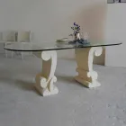 ovale eettafel van steen en klassiek design kristal Arachne Viadurini