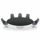 Ovale eettafel van laminaat en aluminium, gemaakt in Italië, kostbaar - dollar Viadurini