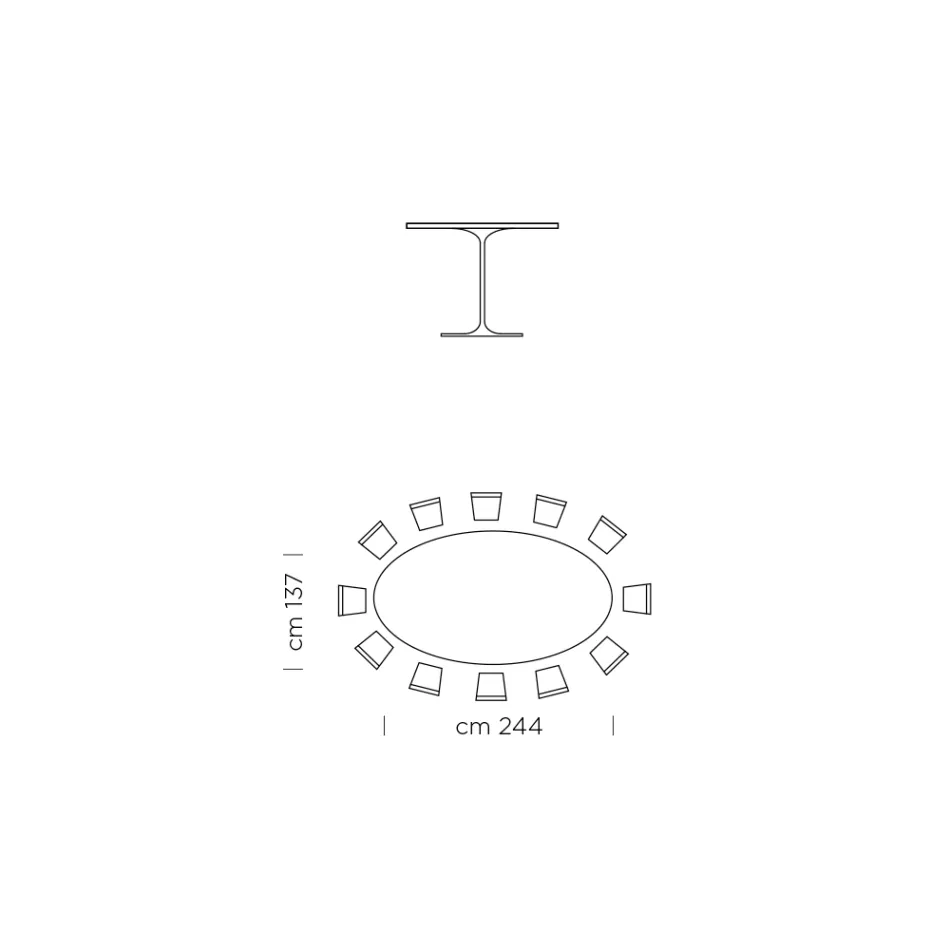 Ovale eettafel van laminaat en aluminium, gemaakt in Italië, kostbaar - dollar Viadurini