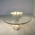 Ovale tafel met de hand gesneden in Vicenza Stone en Aphrodite kristal