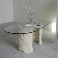 ovale eettafel in steen en modern design kristal Aden