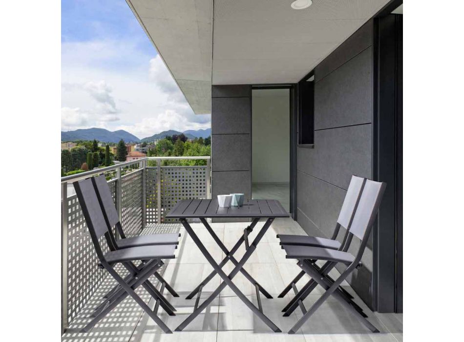 Eettafel voor buiten in aluminium met opvouwbare structuur - Hunt Viadurini