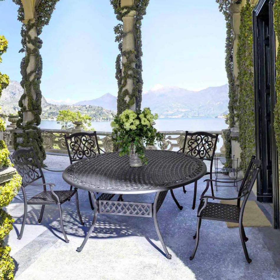 Eettafel voor buiten in wit of antraciet geverfd aluminium - Quick Viadurini