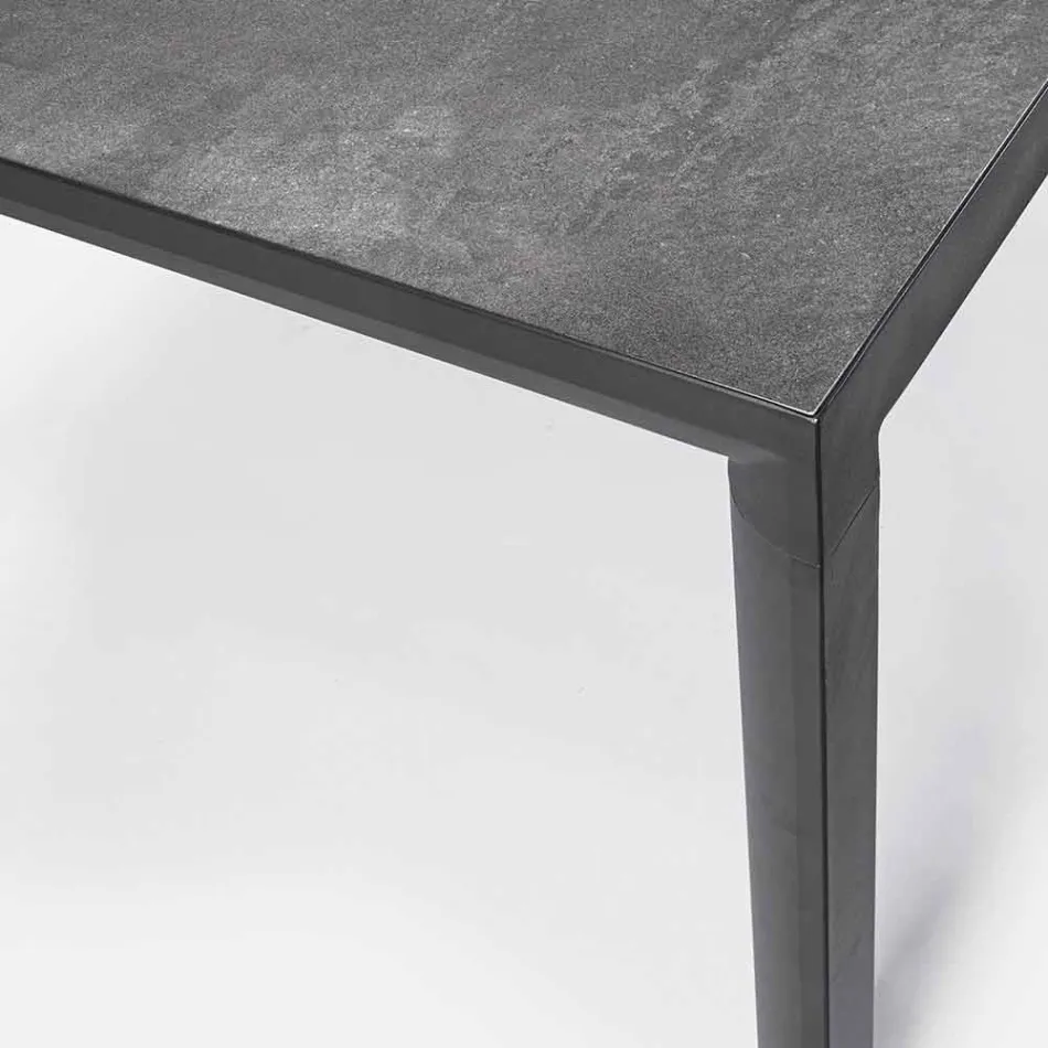 Buiten eettafel in keramiek en aluminium, Homemotion - Salem Viadurini