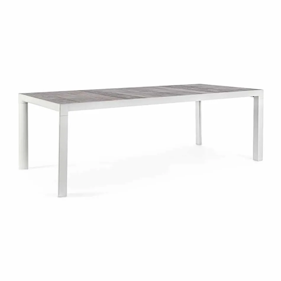 Buiten eettafel in keramiek en aluminium, Homemotion - Salem Viadurini