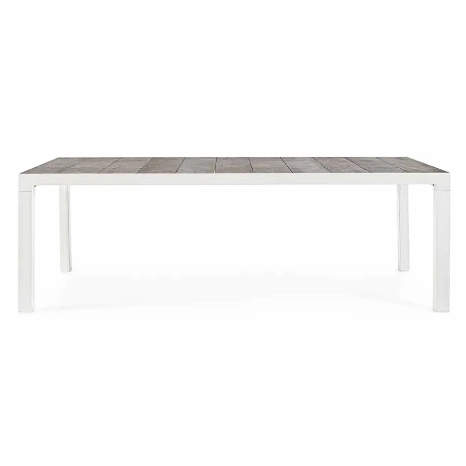 Buiten eettafel in keramiek en aluminium, Homemotion - Salem Viadurini