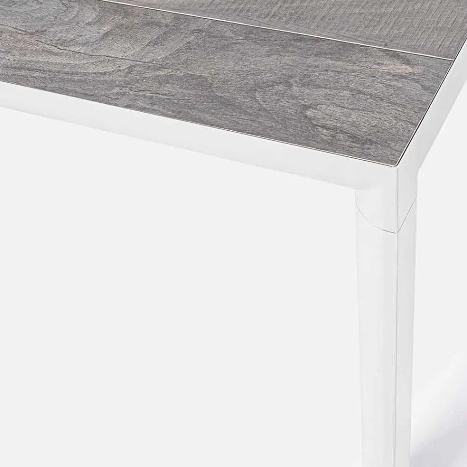 Buiten eettafel in keramiek en aluminium, Homemotion - Salem Viadurini