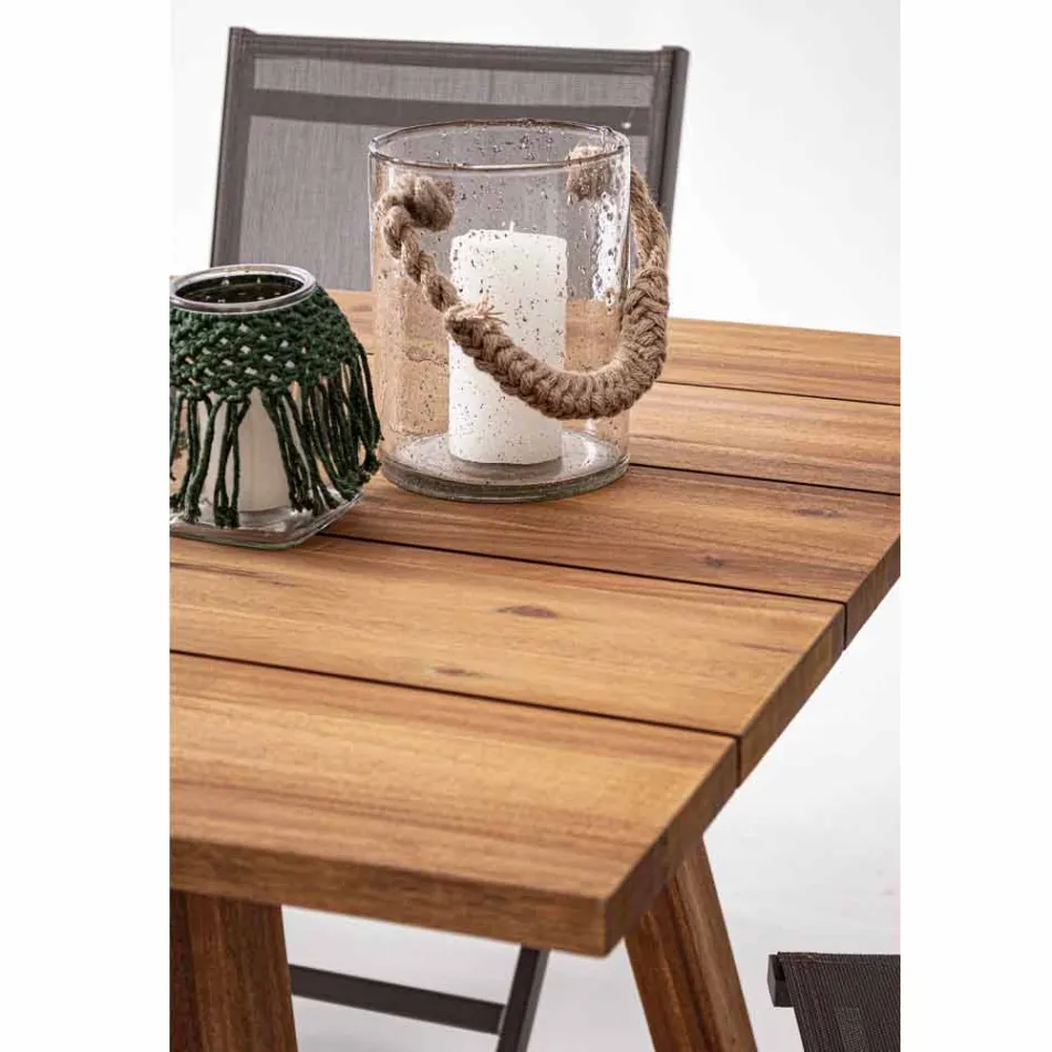 Eettafel voor buiten in acaciahout olieafwerking - Leonard Viadurini