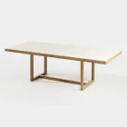 Tuintafel in Iroko-hout en steengoed Made in Italy - Bresson Viadurini