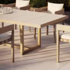 Tuintafel in Iroko-hout en steengoed Made in Italy - Bresson Viadurini
