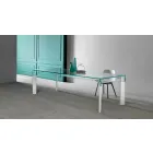 Eettafel glazen blad en massief houten onderstel Made in Italy - Presino Viadurini