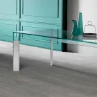 Eettafel glazen blad en massief houten onderstel Made in Italy - Presino Viadurini