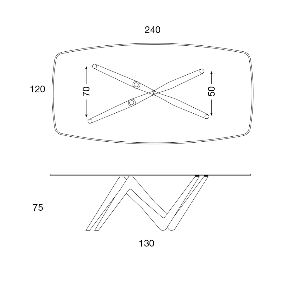 Eettafel met glazen blad en polyurethaan poten 2 maten - Stalto Viadurini
