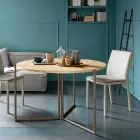Moderne opklapbare eettafel in hout en metaal Made in Italy - Menelao Viadurini